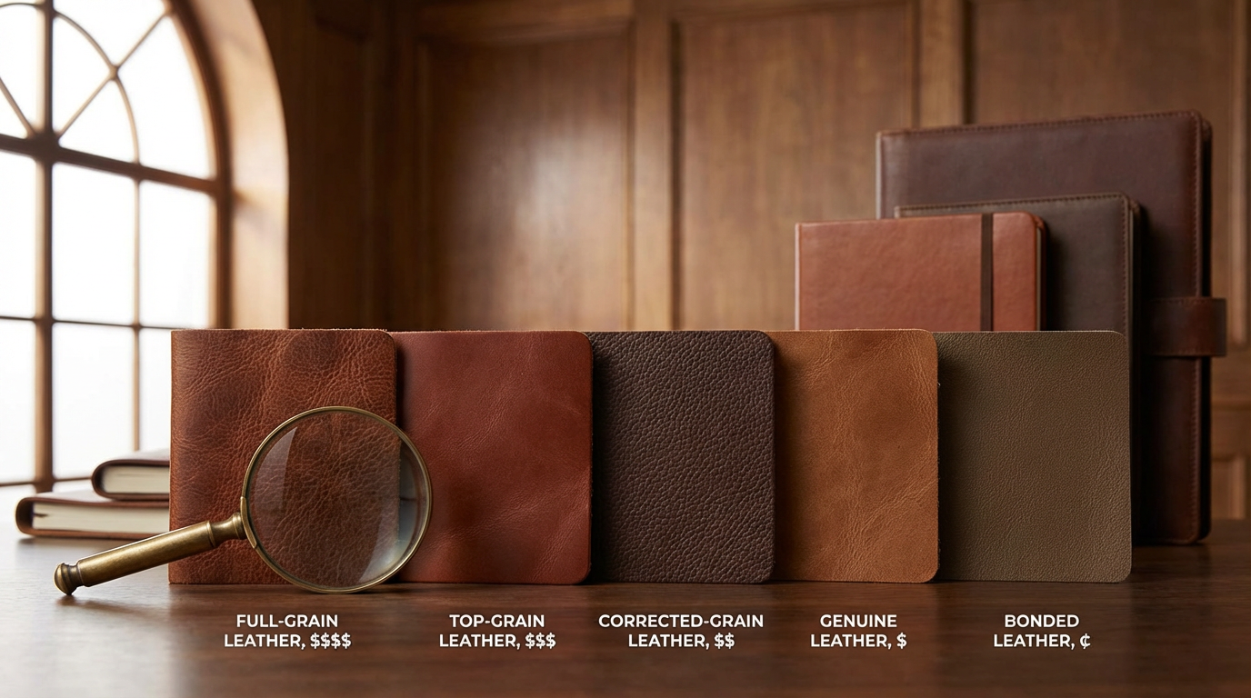 Leather Grades for Corporate Gifts: Why Top-Grain Costs 3× More Than Genuine Leather